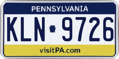 PA license plate KLN9726