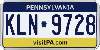 PA license plate KLN9728