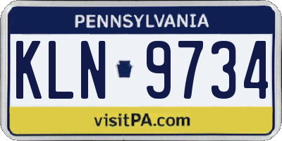 PA license plate KLN9734