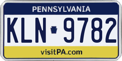 PA license plate KLN9782