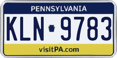 PA license plate KLN9783