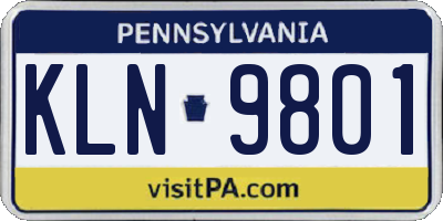 PA license plate KLN9801
