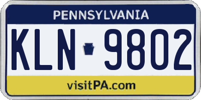 PA license plate KLN9802