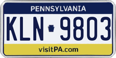 PA license plate KLN9803