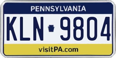 PA license plate KLN9804