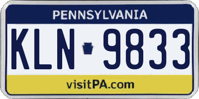 PA license plate KLN9833
