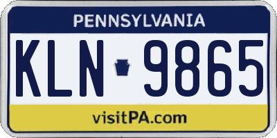 PA license plate KLN9865