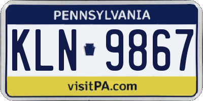 PA license plate KLN9867