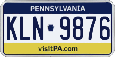 PA license plate KLN9876