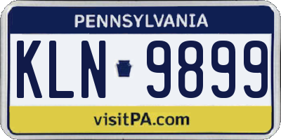 PA license plate KLN9899