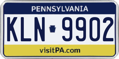 PA license plate KLN9902