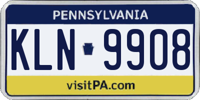 PA license plate KLN9908