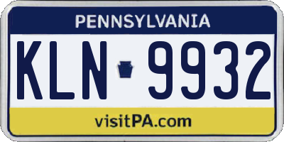PA license plate KLN9932