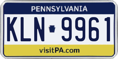 PA license plate KLN9961