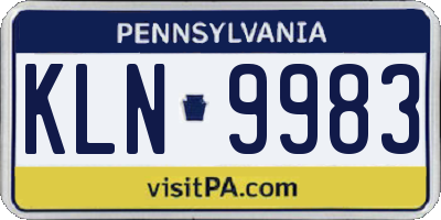 PA license plate KLN9983
