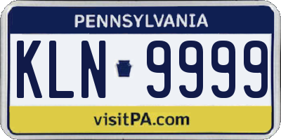 PA license plate KLN9999