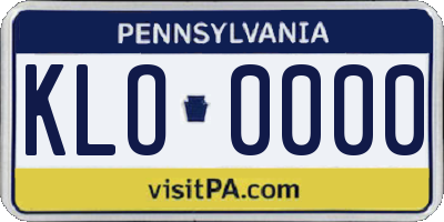 PA license plate KLO0000