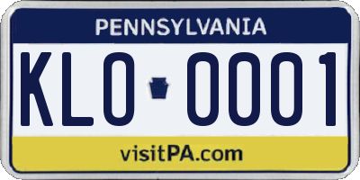 PA license plate KLO0001