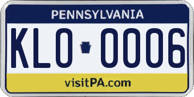 PA license plate KLO0006