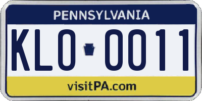 PA license plate KLO0011