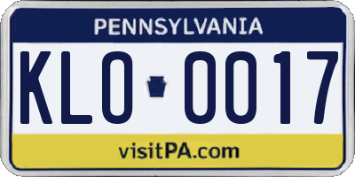 PA license plate KLO0017