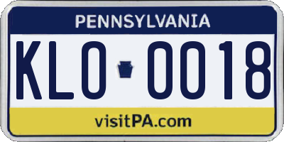 PA license plate KLO0018