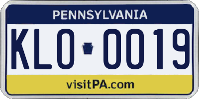 PA license plate KLO0019