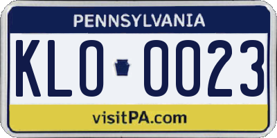 PA license plate KLO0023