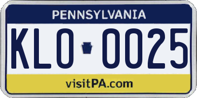 PA license plate KLO0025