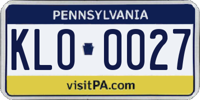 PA license plate KLO0027