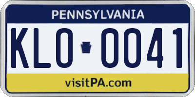 PA license plate KLO0041