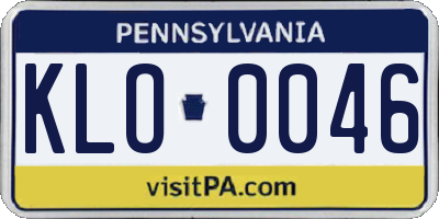 PA license plate KLO0046