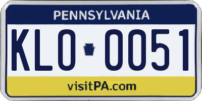 PA license plate KLO0051