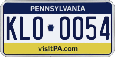 PA license plate KLO0054