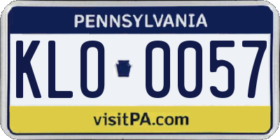 PA license plate KLO0057