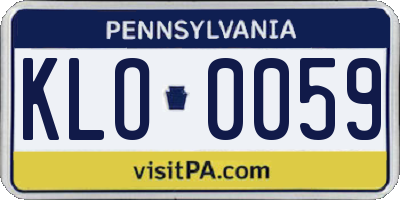 PA license plate KLO0059
