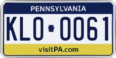 PA license plate KLO0061