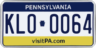 PA license plate KLO0064