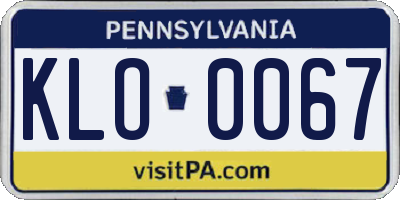 PA license plate KLO0067