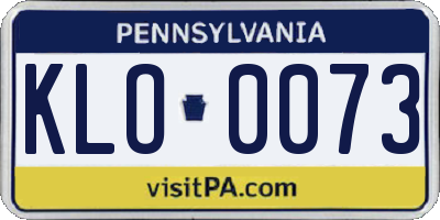 PA license plate KLO0073