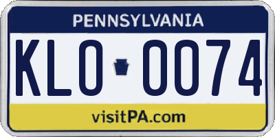 PA license plate KLO0074
