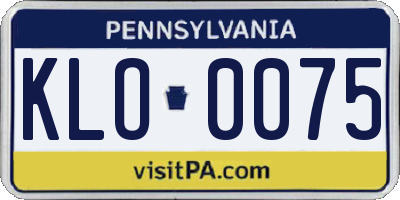 PA license plate KLO0075