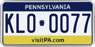 PA license plate KLO0077