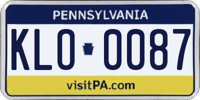 PA license plate KLO0087