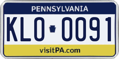 PA license plate KLO0091