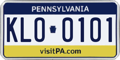 PA license plate KLO0101
