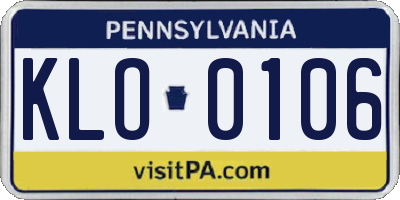 PA license plate KLO0106