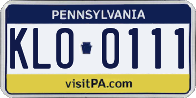 PA license plate KLO0111
