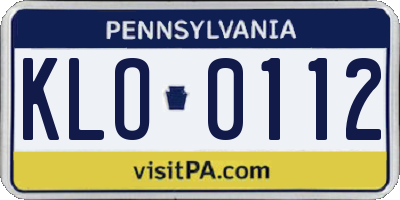PA license plate KLO0112