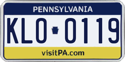 PA license plate KLO0119